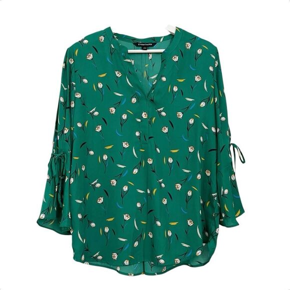 41 Hawthorn Green Floral Trina Bell Sleeve Blouse size Large - Picture 3 of 10